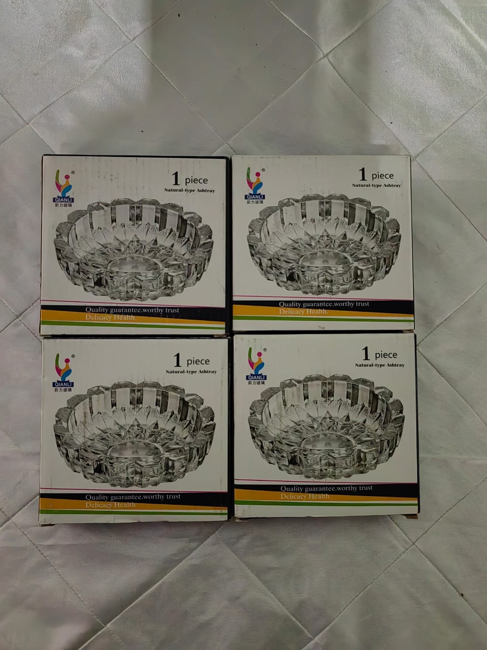 Set of 4 Cut Glass ashtrays