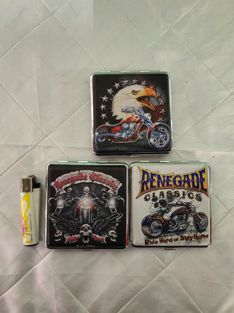 Joblot of 3 x Biker Cigarette Cases