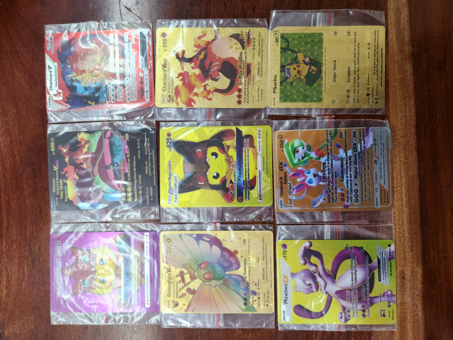 Pokemon Collectable Cards x 9